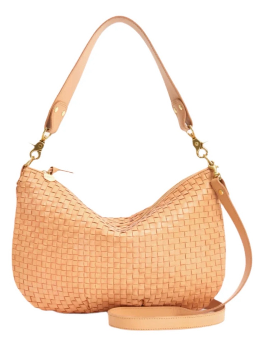 Clare V Woven Leather Moyen Messenger Bisque